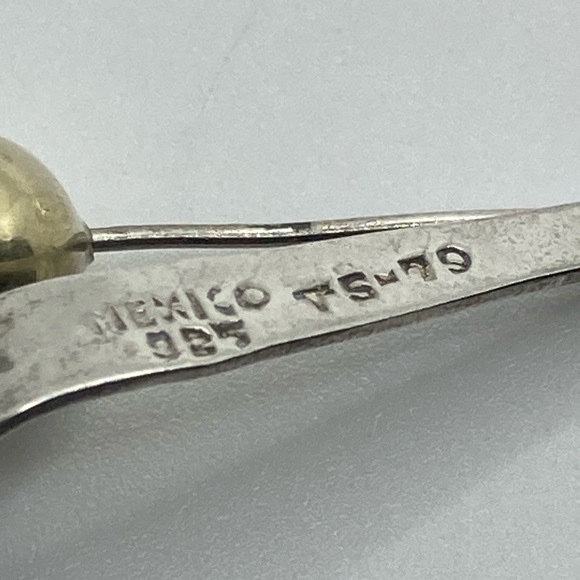 VINTAGE Taxco Sterling Silver Statement Drop Earrings Swirl Ball Suspended Wire - Picture 6 of 7